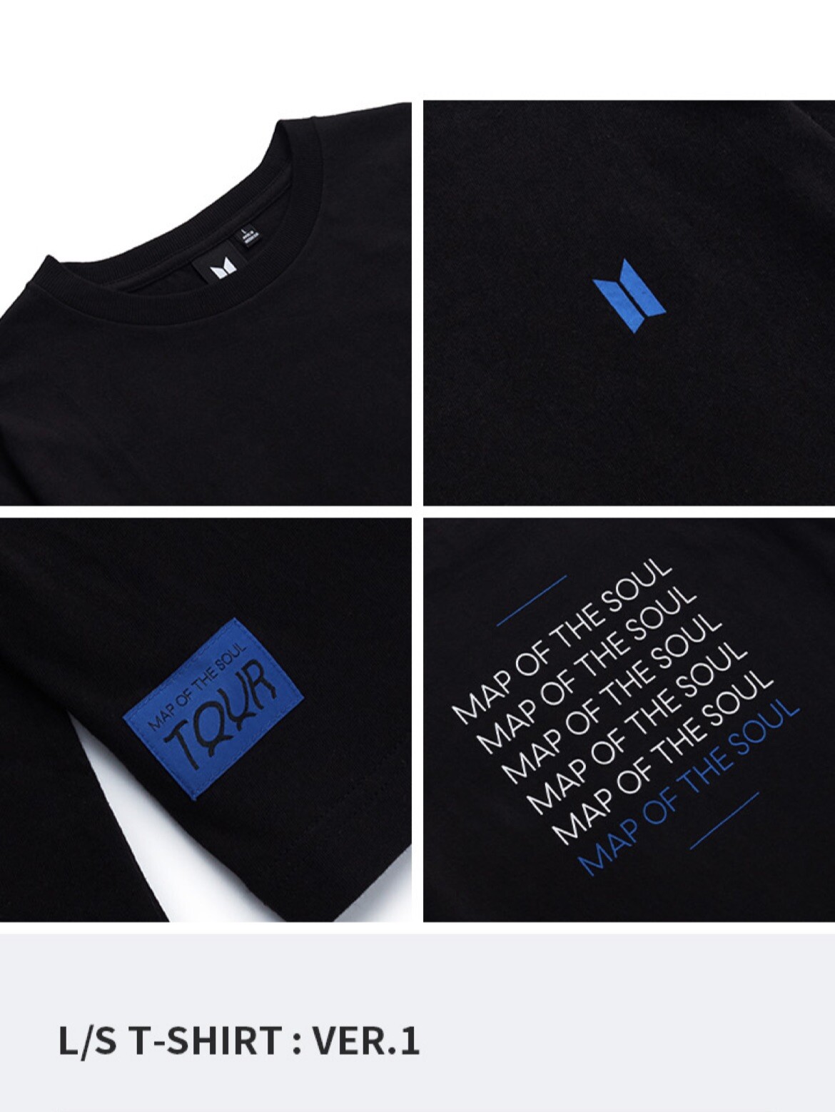 Official BTS 💜Map of the Soul Tour L /S Ver. 1 Black M