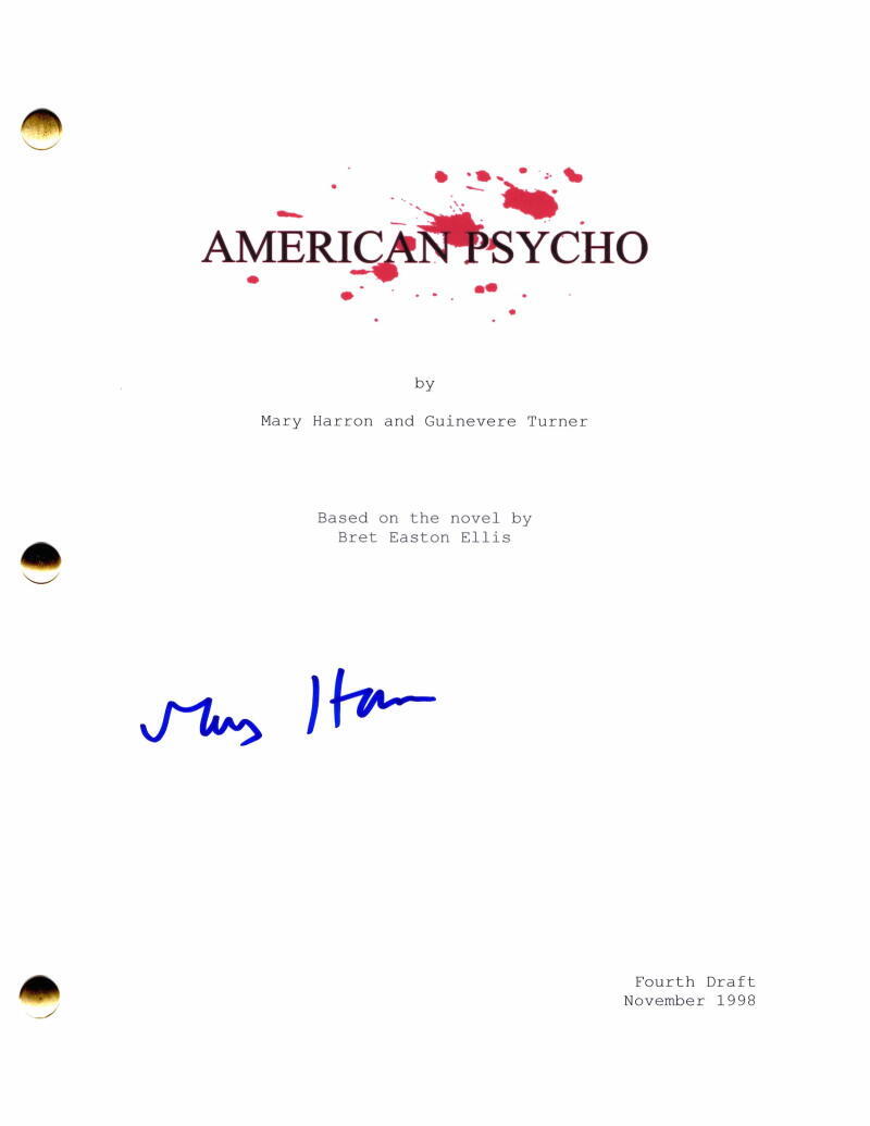 Mary Harron Signed Autograph American Psycho Full Movie Script w/ Christian Bale