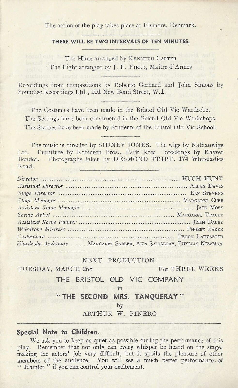 Robert Eddison “HAMLET” Paul Rogers / Jane Wenham / Bristol Old Vic 1948 Program