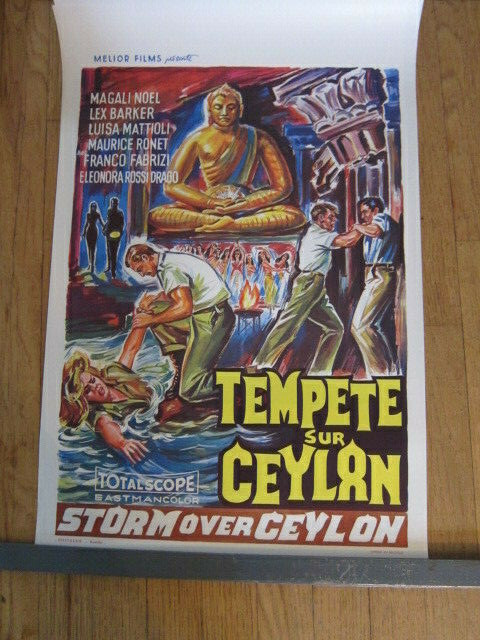 SCARLET EYE Belgian poster 1963 crime Lex Barker Storm over Ceylon