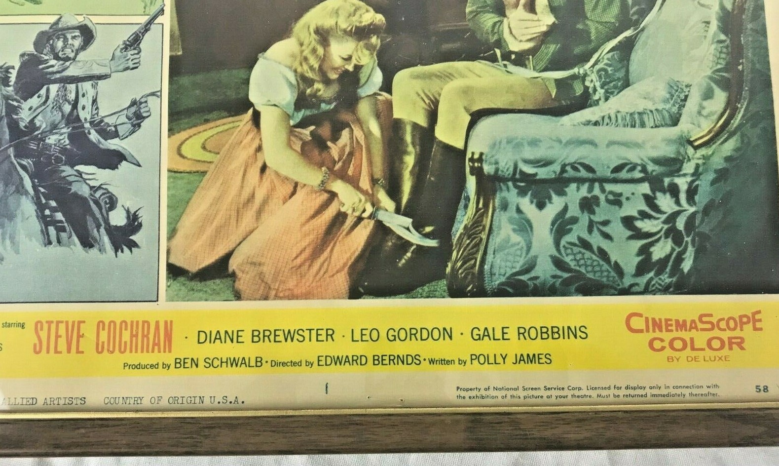 Vintage 1958 Allied Artist Framed Movie Lobby Card Quantrill’s Raiders