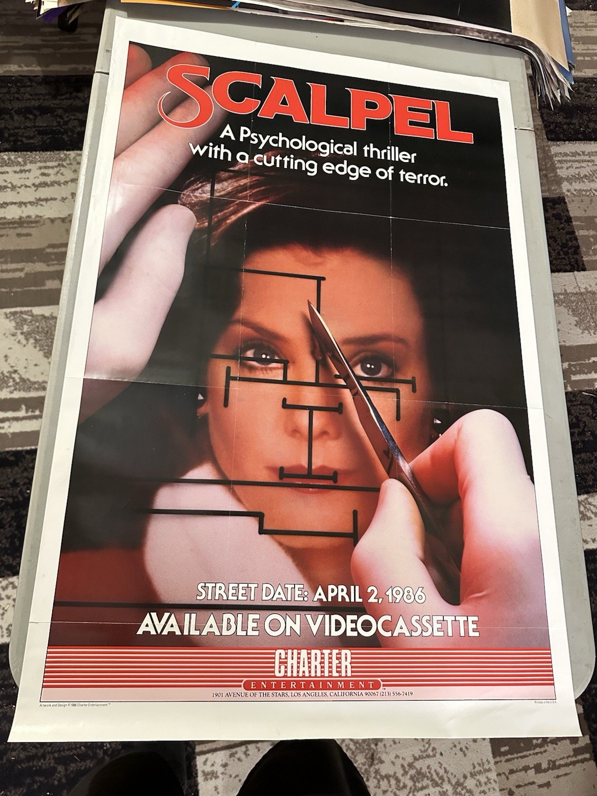 Scalpel Poster – 1986 Video Store Promo – Psychological Horror Charter