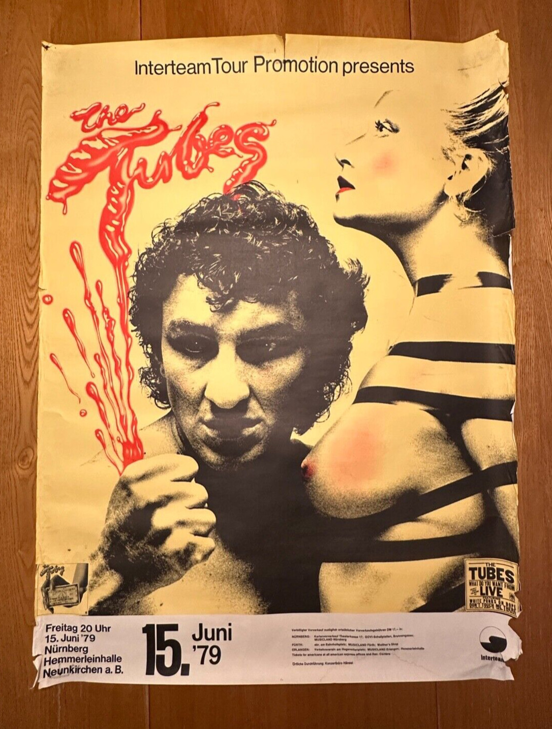 Rare Vintage THE TUBES Concert Tour Poster from NUREMBERG 1979 Germany 26″ X 36″