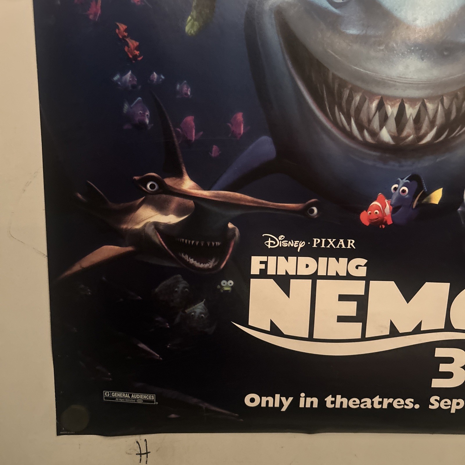 Finding Nemo 3D 40” by 27” 2012 Double Sided Movie Poster Disney Pixar
