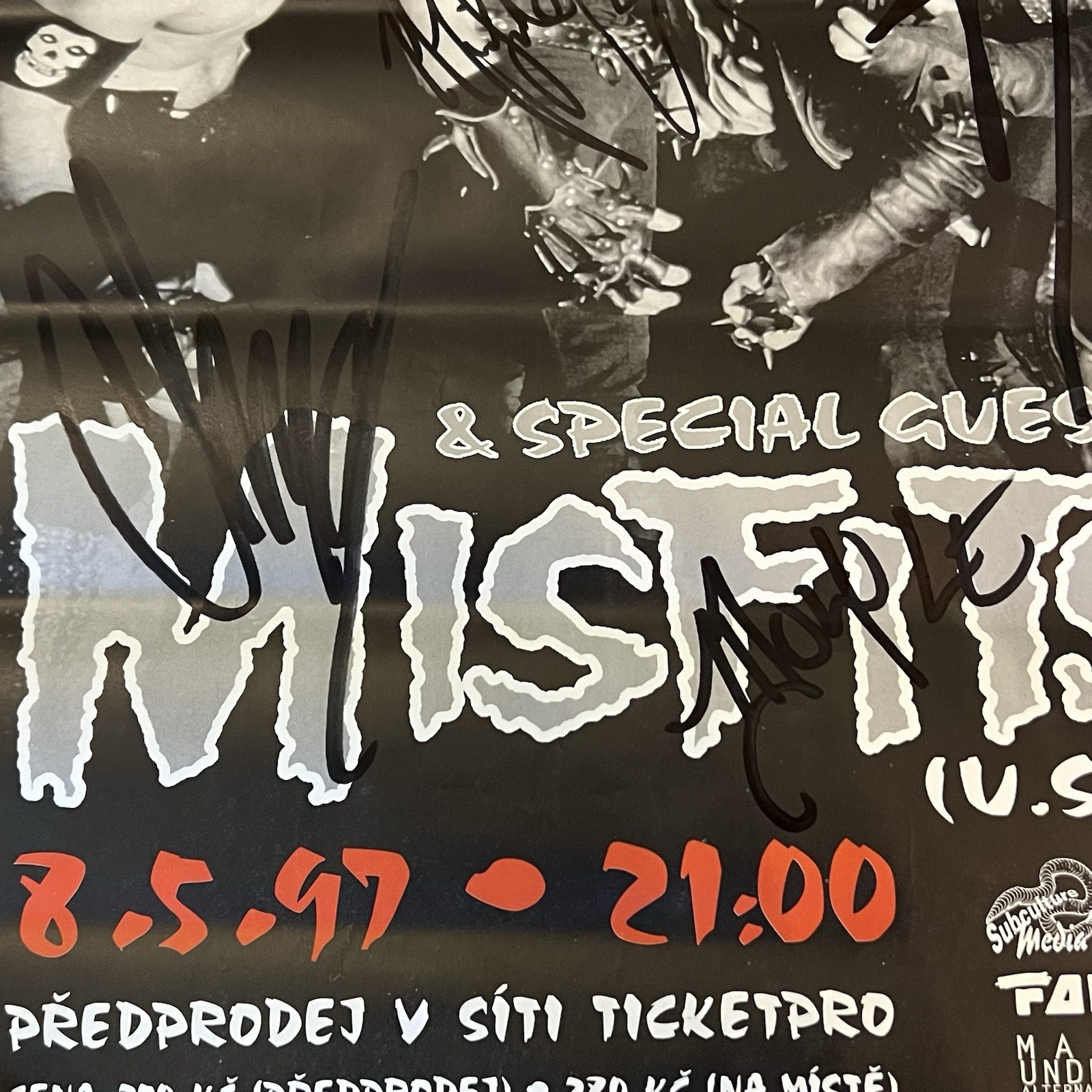 Misfits Signed 1997 Prague Roxy Poster Graves Jerry Only Doyle Dr Chud