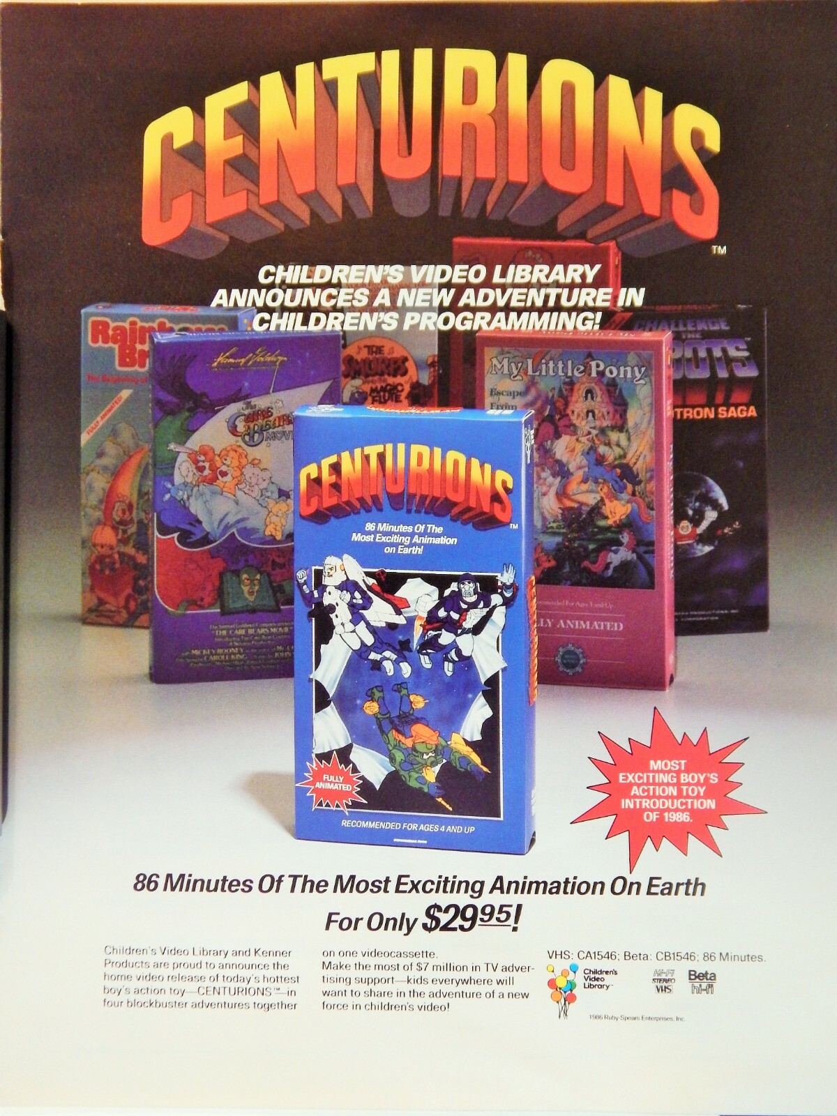 CENTURIONS (SCI-FI ANIMATED) / READING RAINBOW (VTG ORIG VIDEO DEALER ADS)