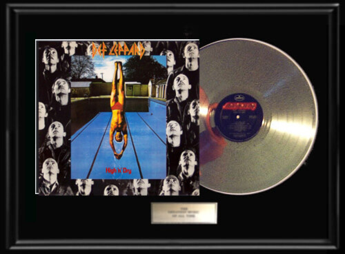 DEF LEPPARD HIGH & DRY ALBUM FRAMED WHITE GOLD PLATINUM TONED RECORD LP