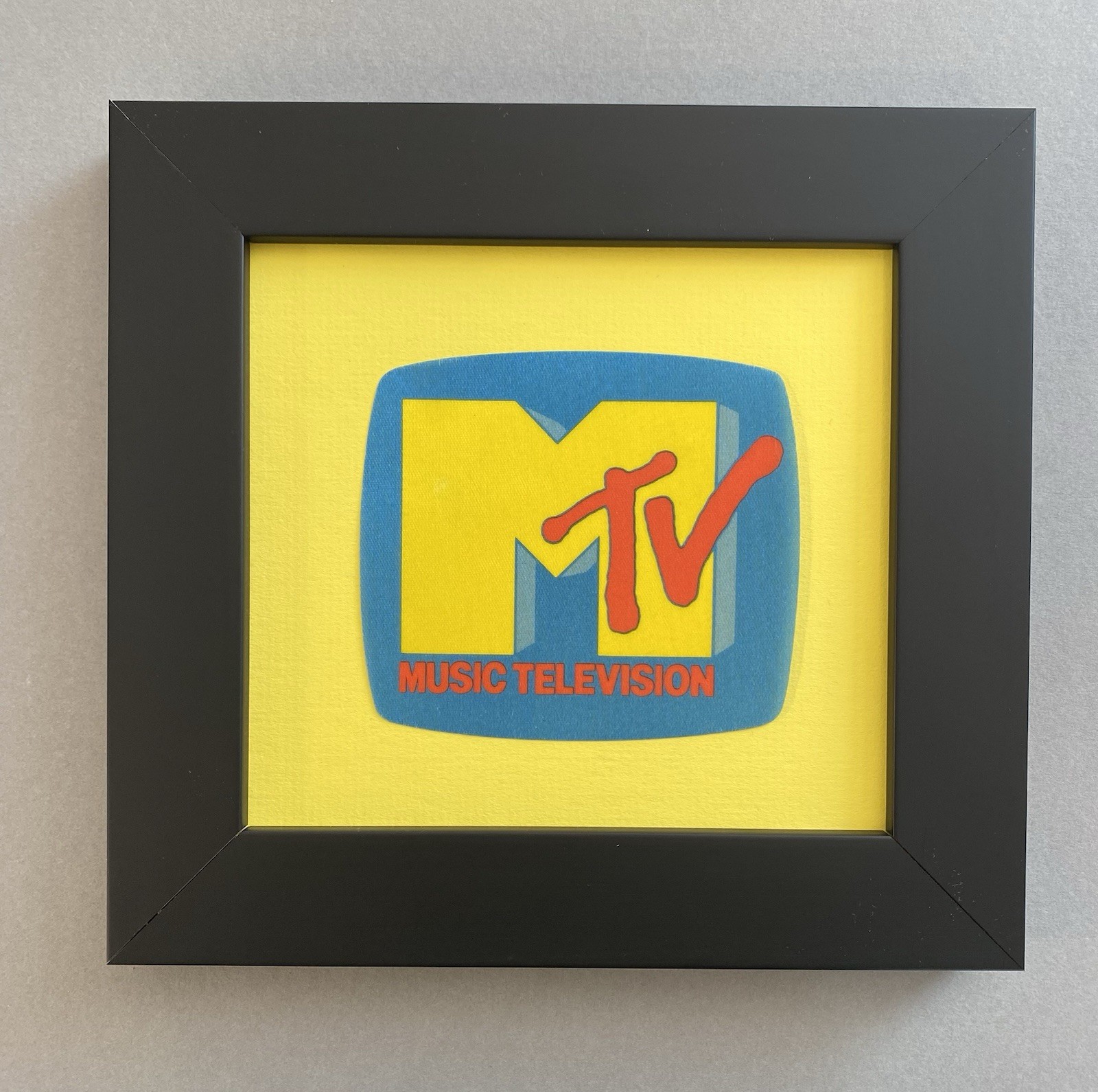 MTV Logo Stereo-ized VTG 1982 OTTO Satin Cloth Promo Original Sticker Framed.