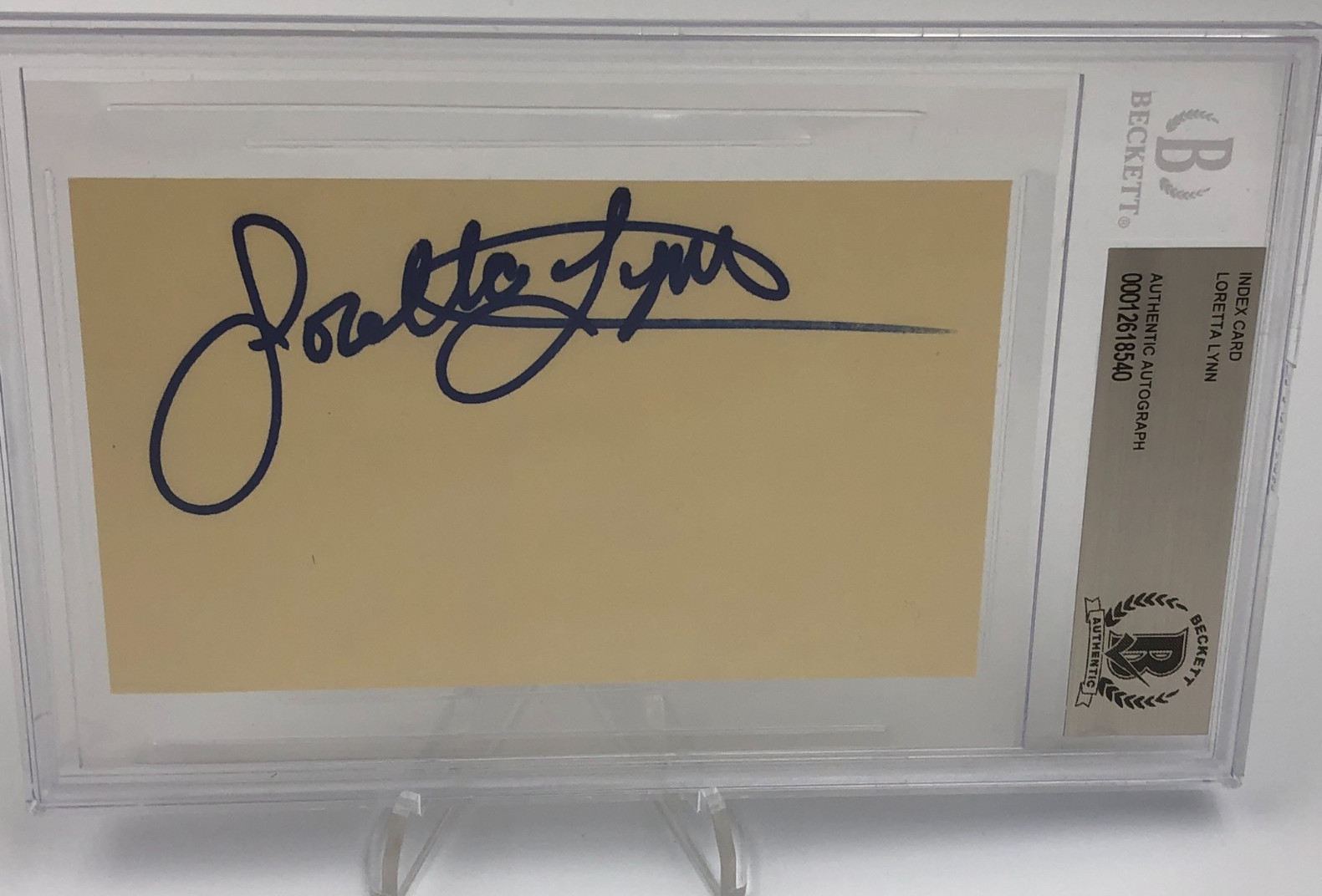 LORETTA LYNN AUTO Signed BECKETT Authentic 3×5.5 Index Card COUNTRY MUSIC LEGEND