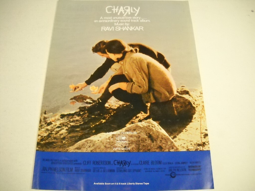 RAVI SHANKAR does the music for the film CHARLY original 1968 Promo Poster Ad