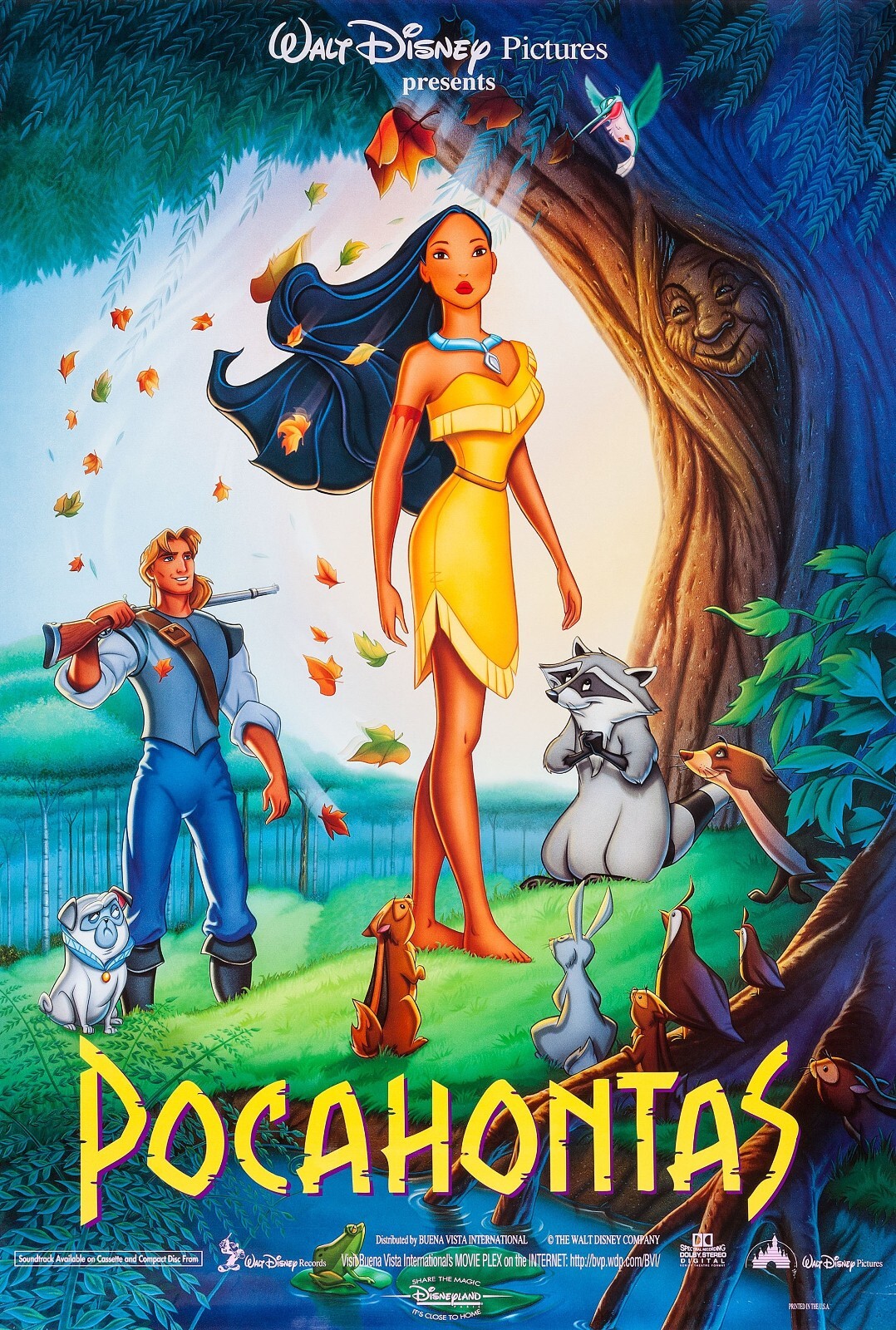 1995 Walt Disney Pocahontas Movie Poster 11X17 John Smith Meeko Thomas 🛶🍿