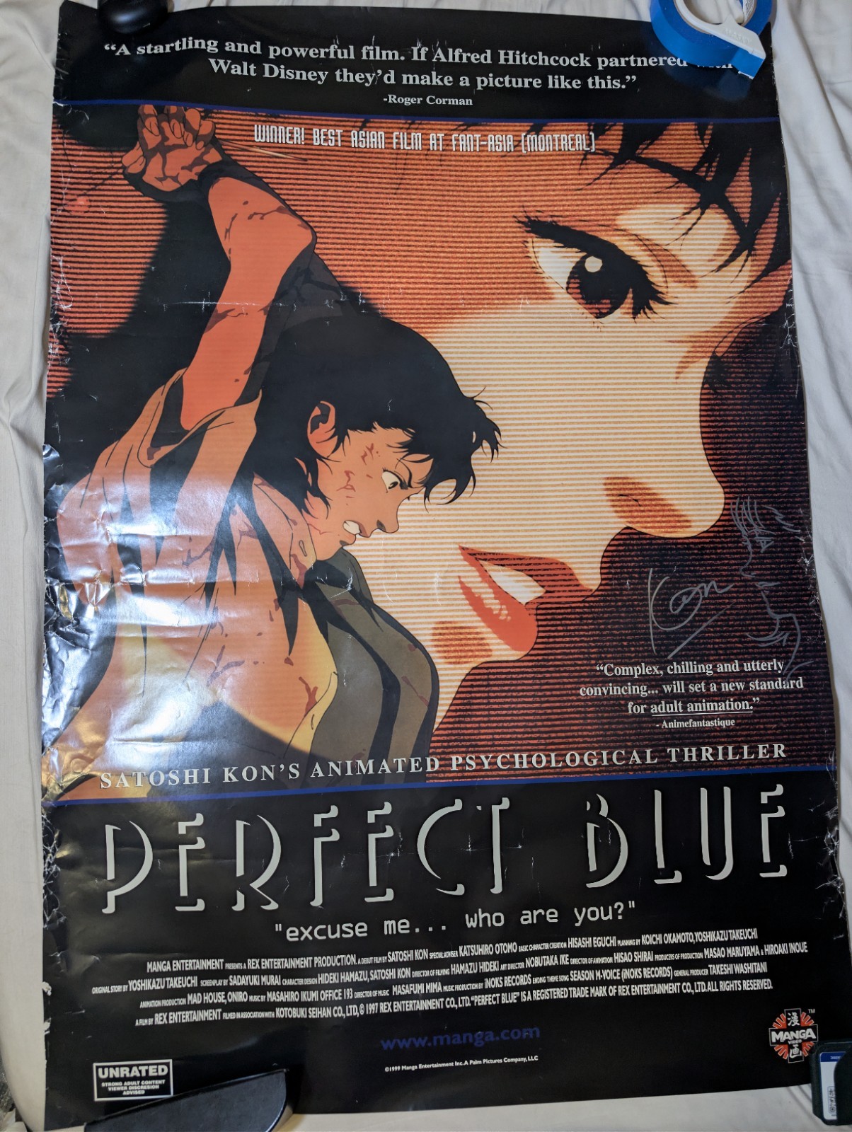 Perfect Blue Movie Poster (Damaged) Signed And Sketched By Satoshi Kon 27″x39″
