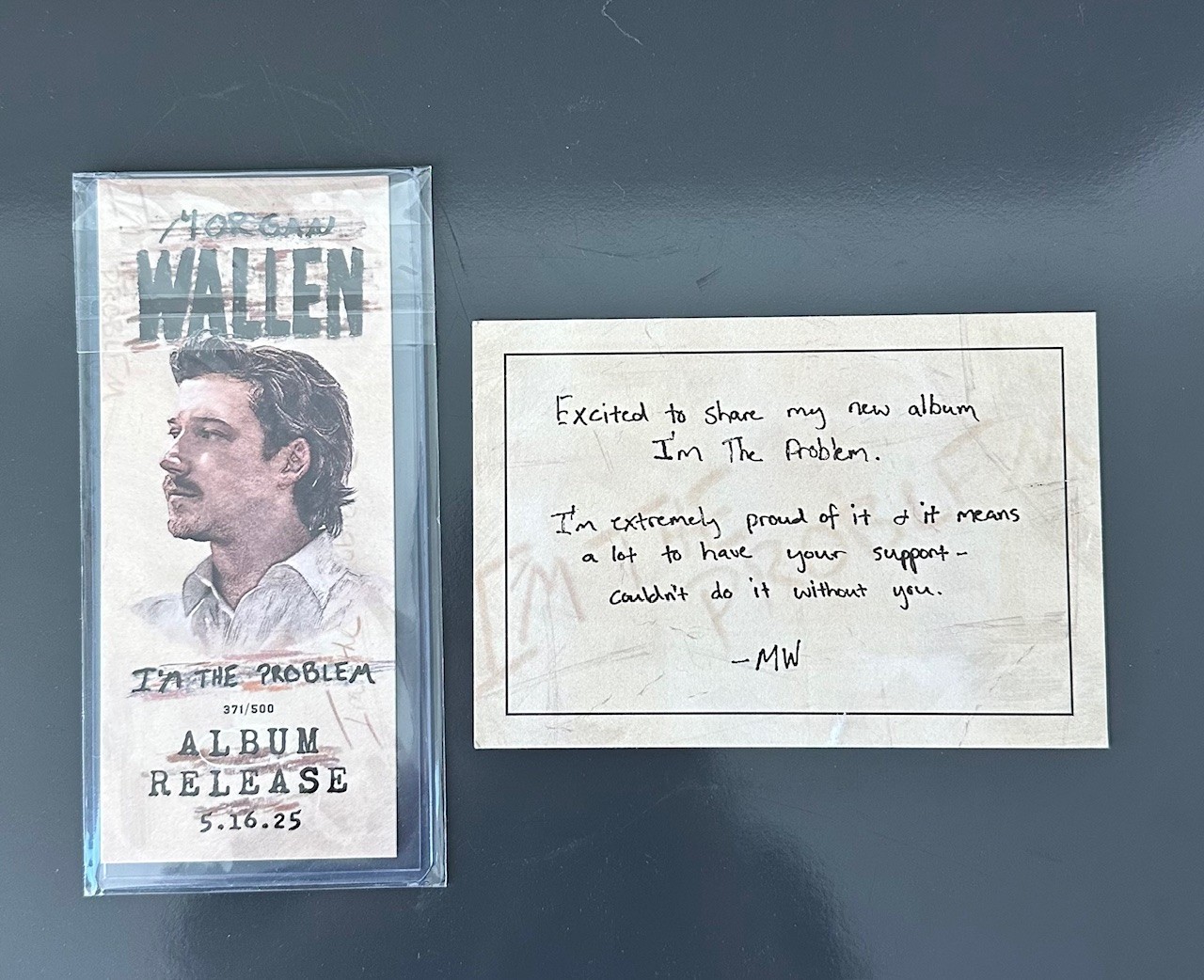 Morgan Wallen I’m The Problem Album Commemorative Ticket and Thank You Note