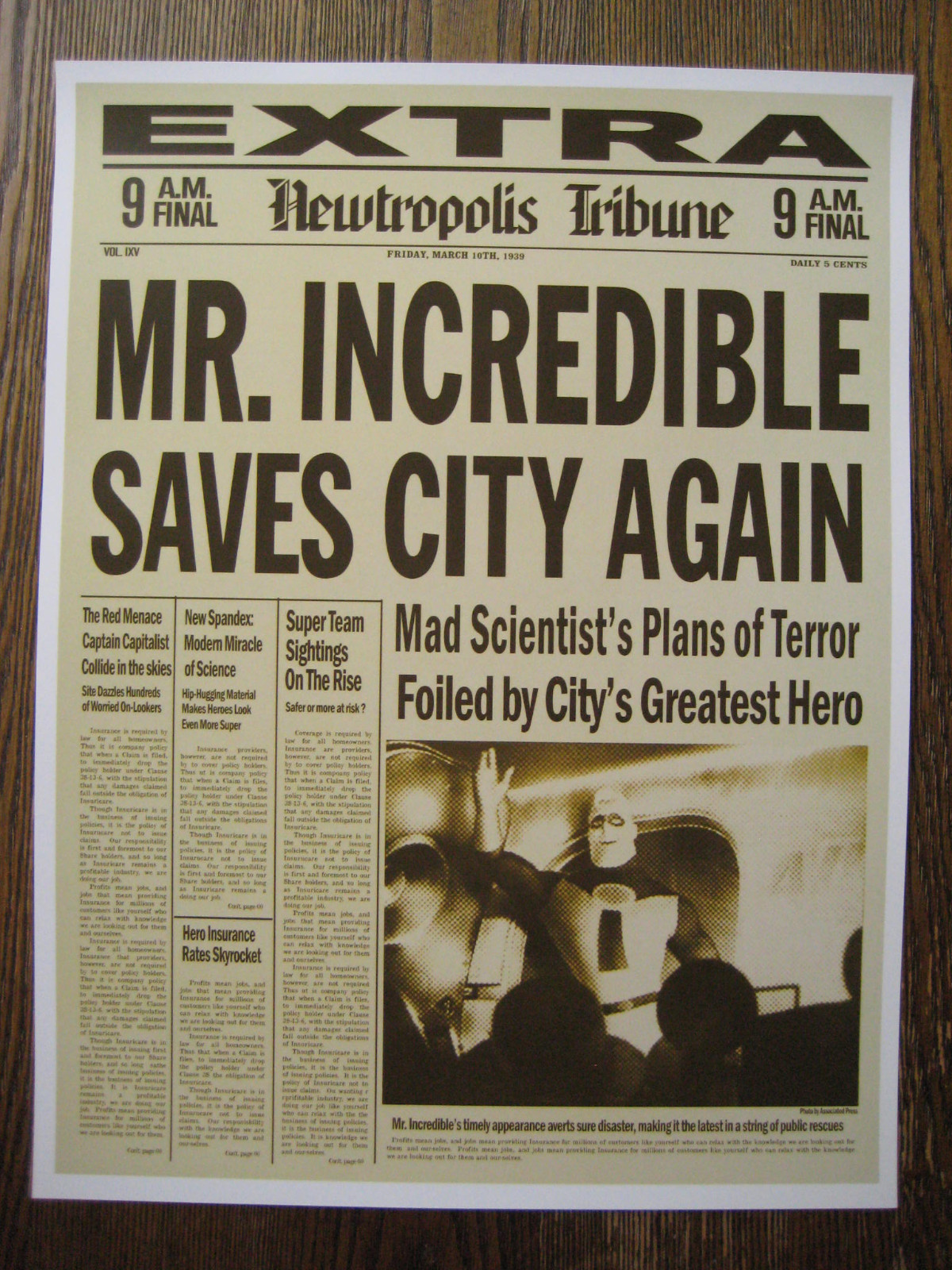 The Incredibles Newspaper ( 11″ x 14.5″ ) – Collector’s Poster Print – B2G1F