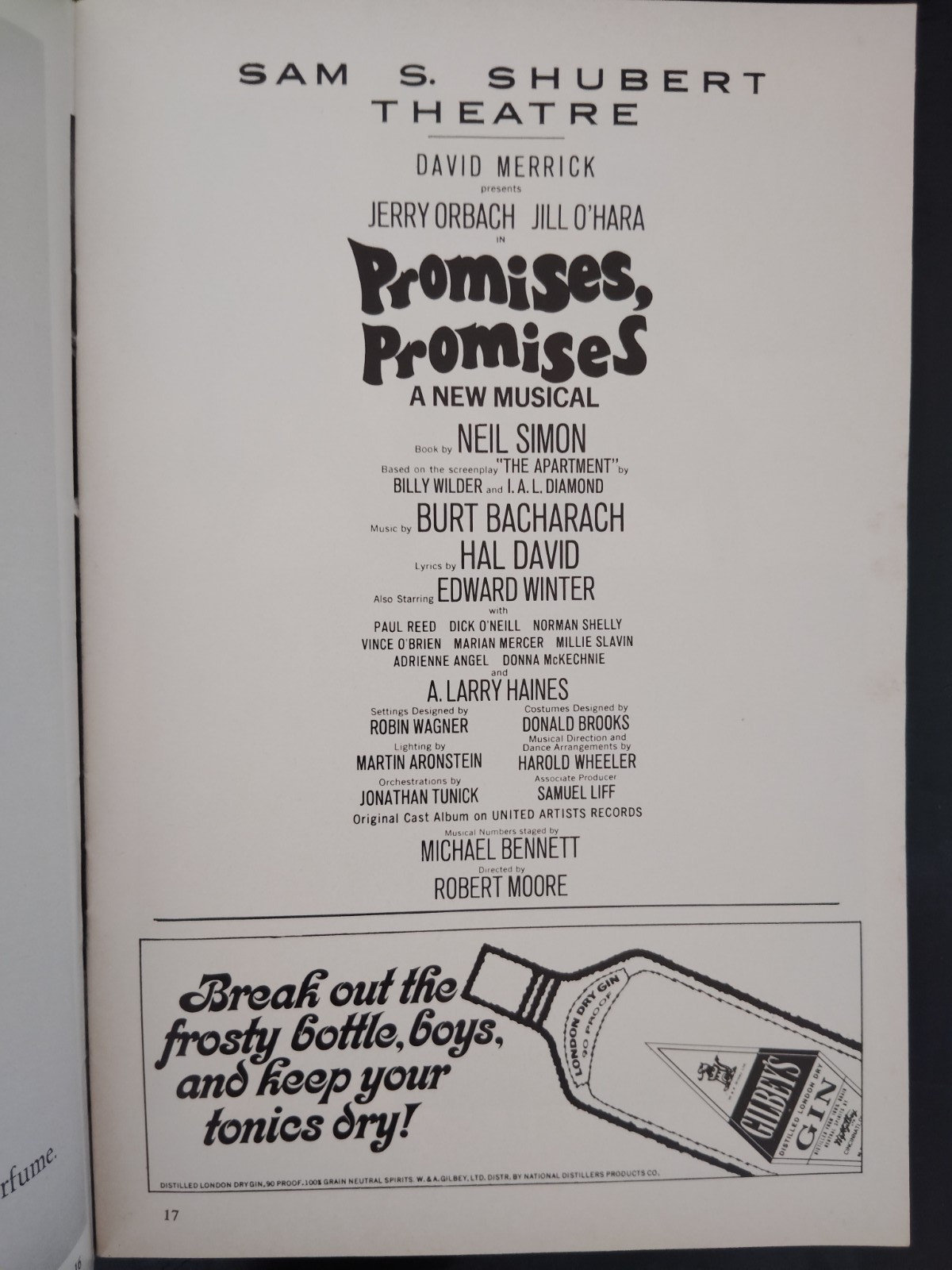 Jerry Orbach in Promises, Promises – 1969 – Shubert Theatre, NY