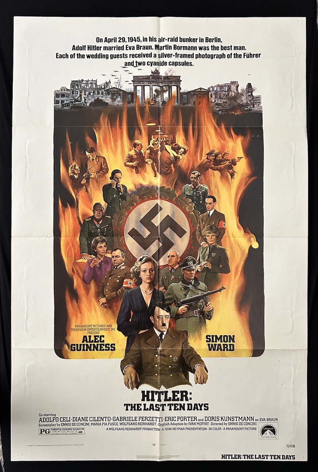 Hitler Last Ten Days Alec Guinness Original One Sheet Movie Poster R 73 27”x41”