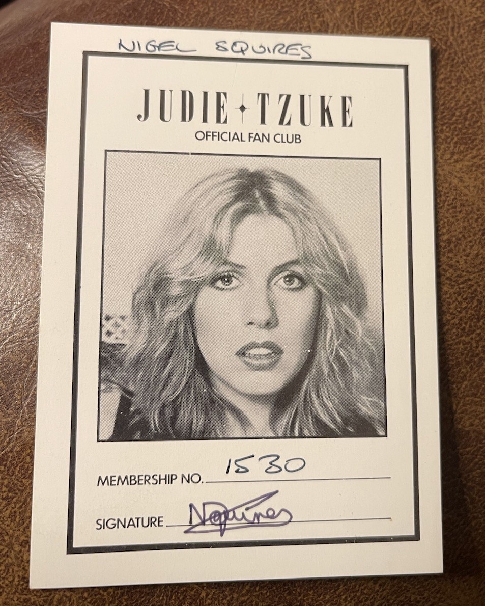 JUDIE TZUKE RARE OFFICIAL FAN CLUB MEMBERSHIP CARD TICKET