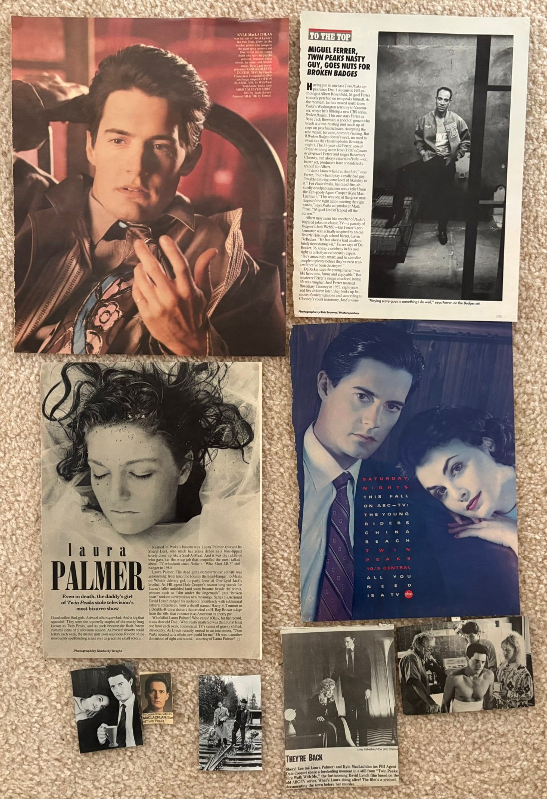 Twin Peaks VTG Magazine & Newspaper Clippings Lot – Kyle MacLachlan Laura Palmer