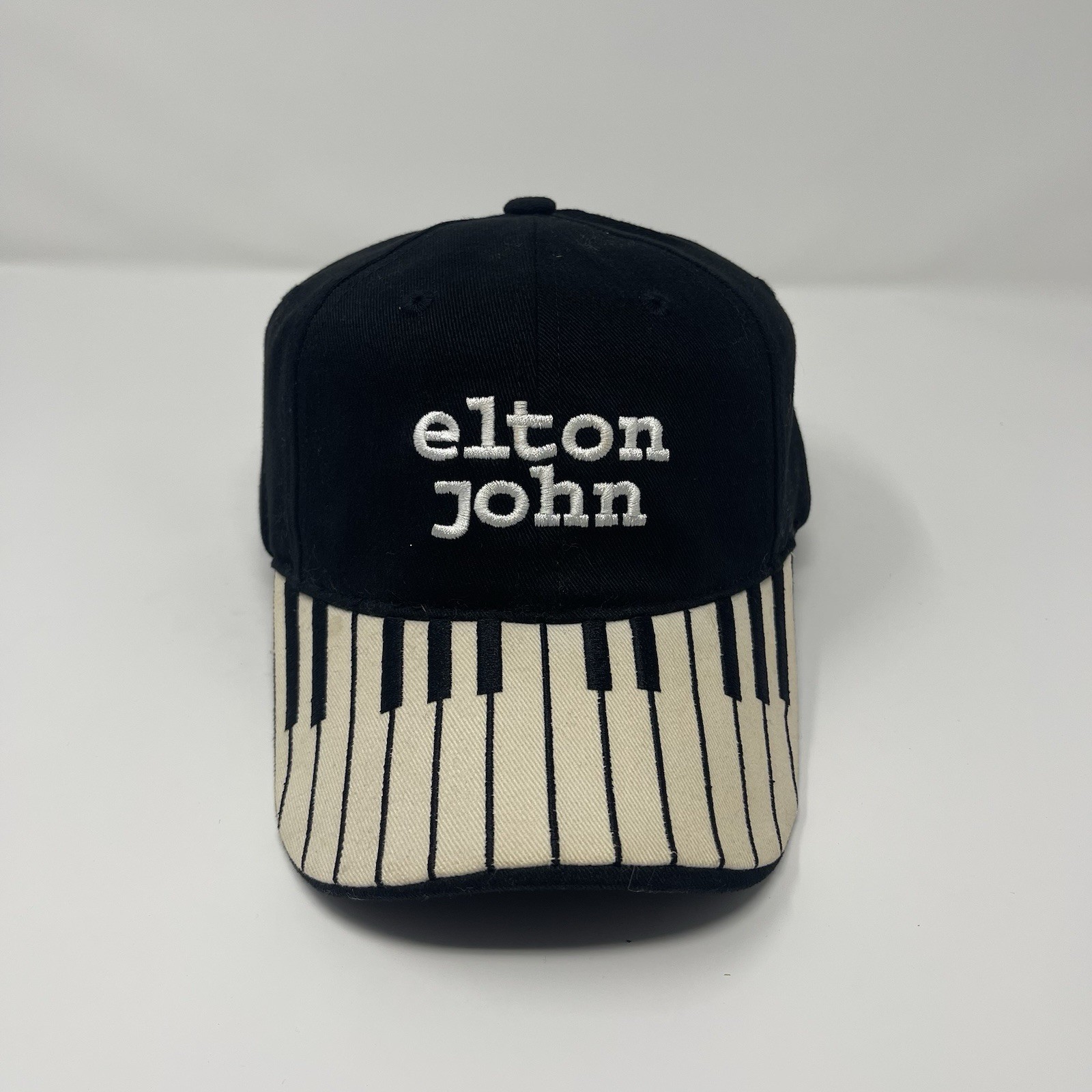 Elton John Caesars Palace Piano Key Baseball Cap OSFM Black White