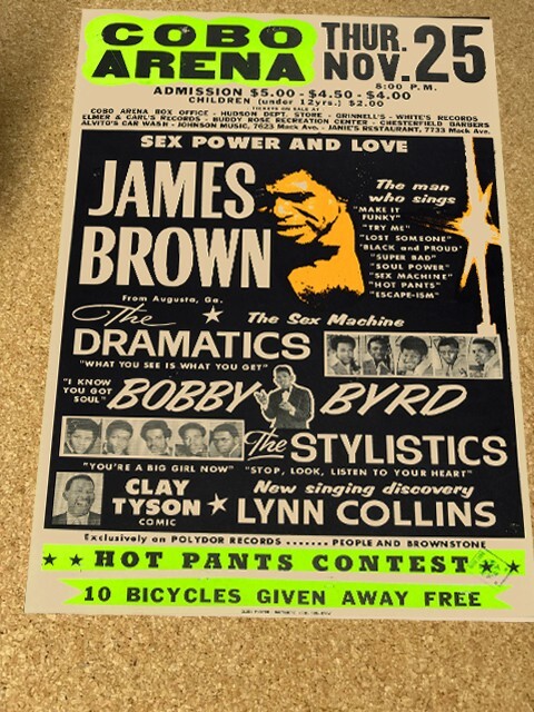 James Brown 1971 Soul Detroit Michigan Cardstock Concert Poster 12″x18″