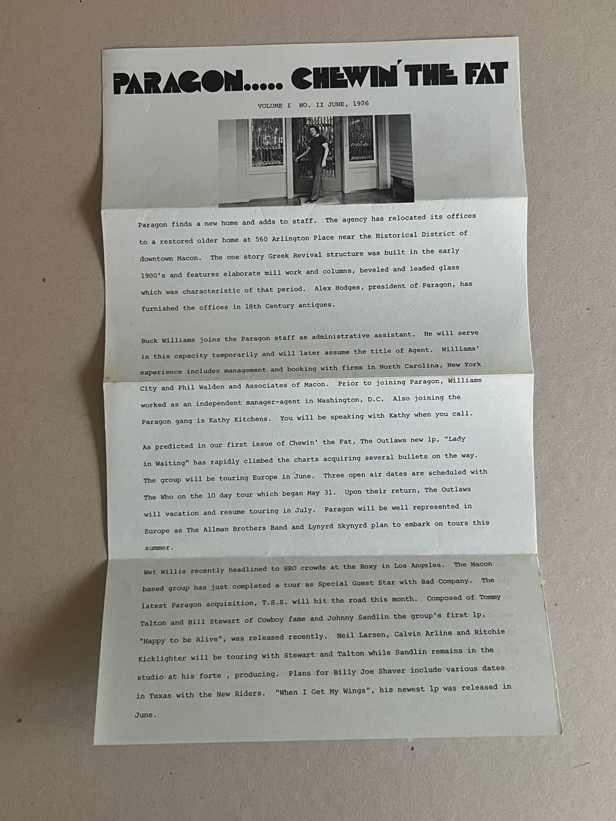 Paragon Newsletter Chewin’ the Fat Newsletter Vol I No II June 1976