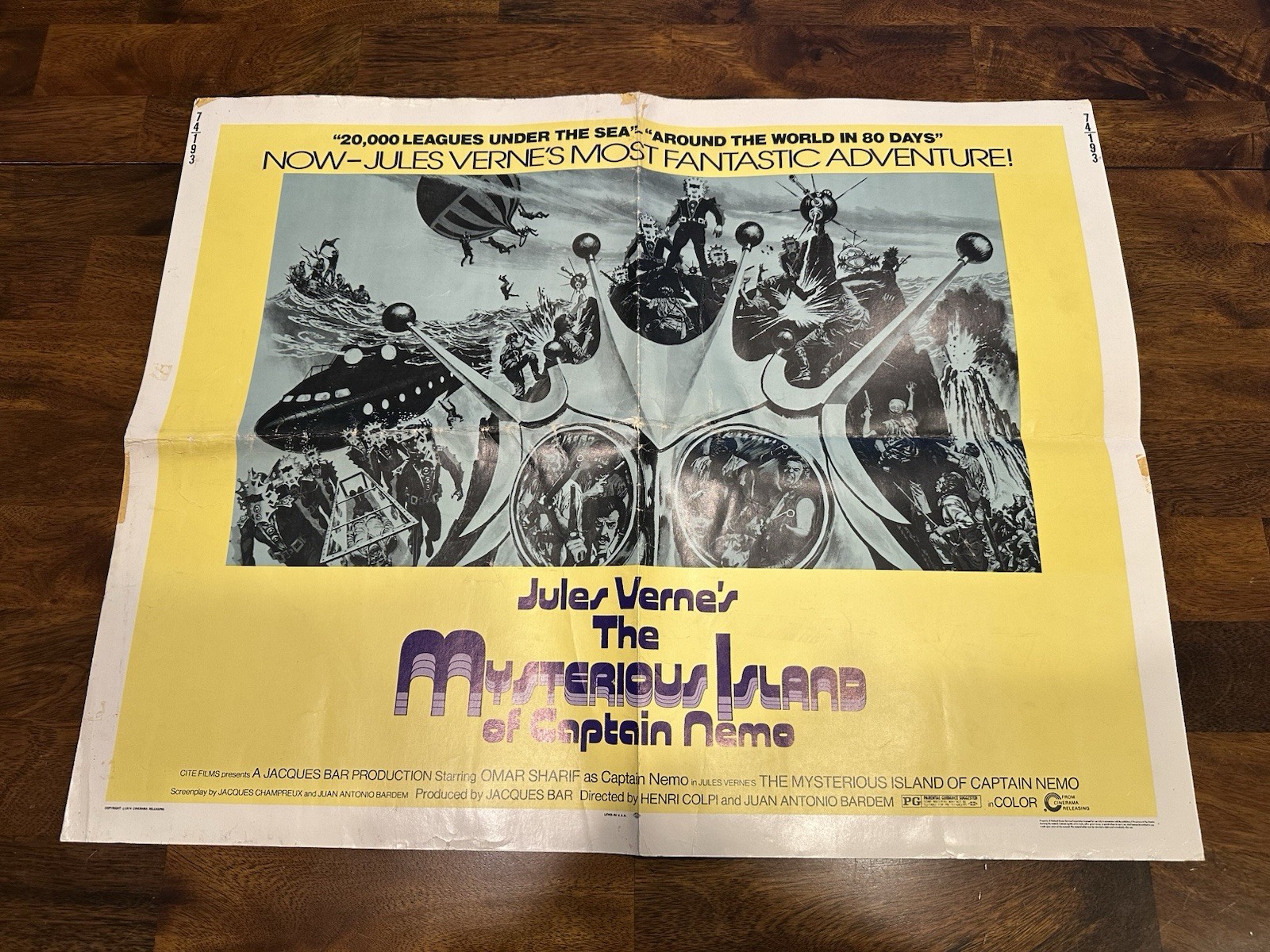 Jules Verne The Mysterious Island Of Captain Nemo Original Movie Half Sheet 1974