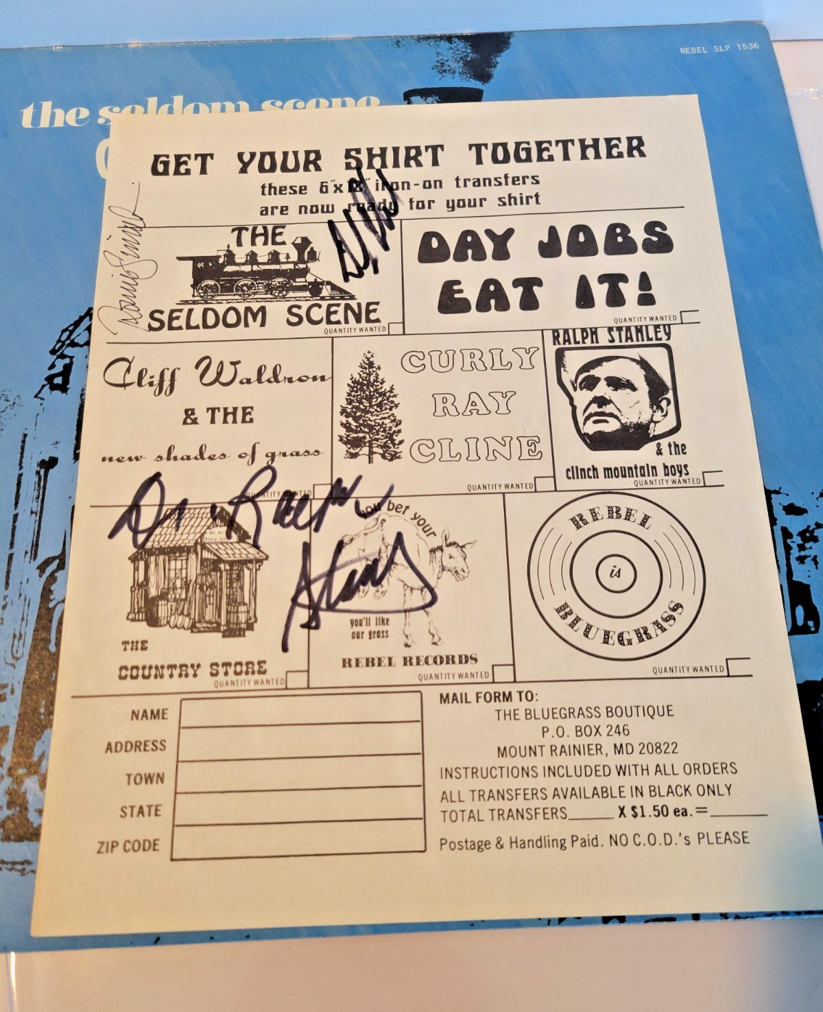 Ralph Stanley Seldom Scene Ben Eldridge Signed Album Insert Autograph Bluegrass