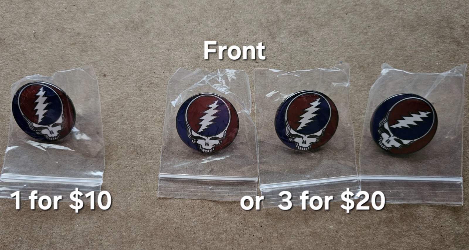 Grateful Dead – SYF hard enamel metal pins from the lot, SYF, JGB