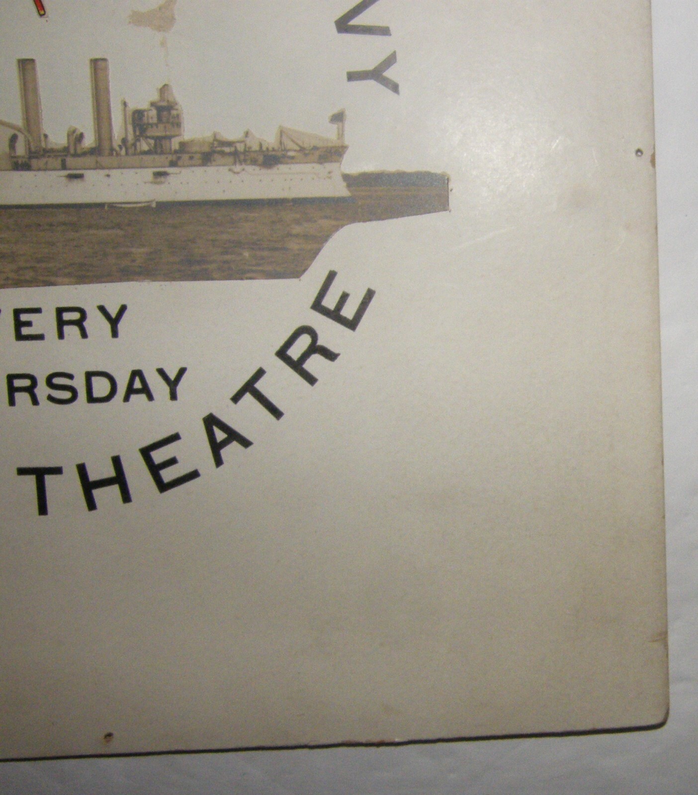 1915 Antique WW1 NEAL OF NAVY Movie Poster Sign Military Warship Purity Theatre