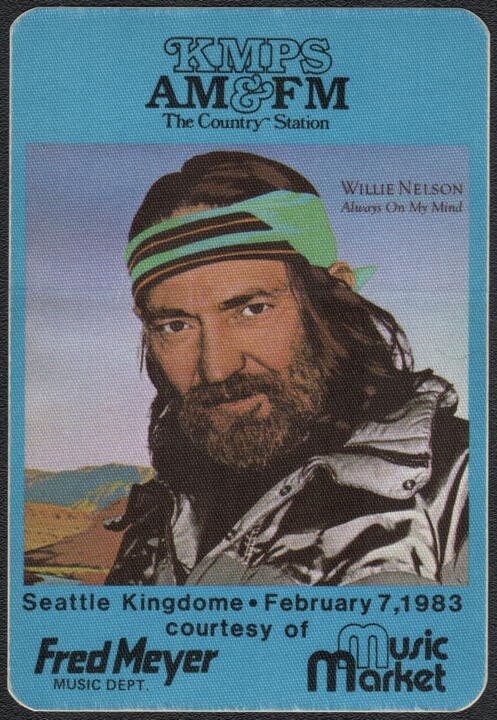 Willie Nelson Backstage Pass – 1983 Cloth Radio Pass – Seattle Kingdome