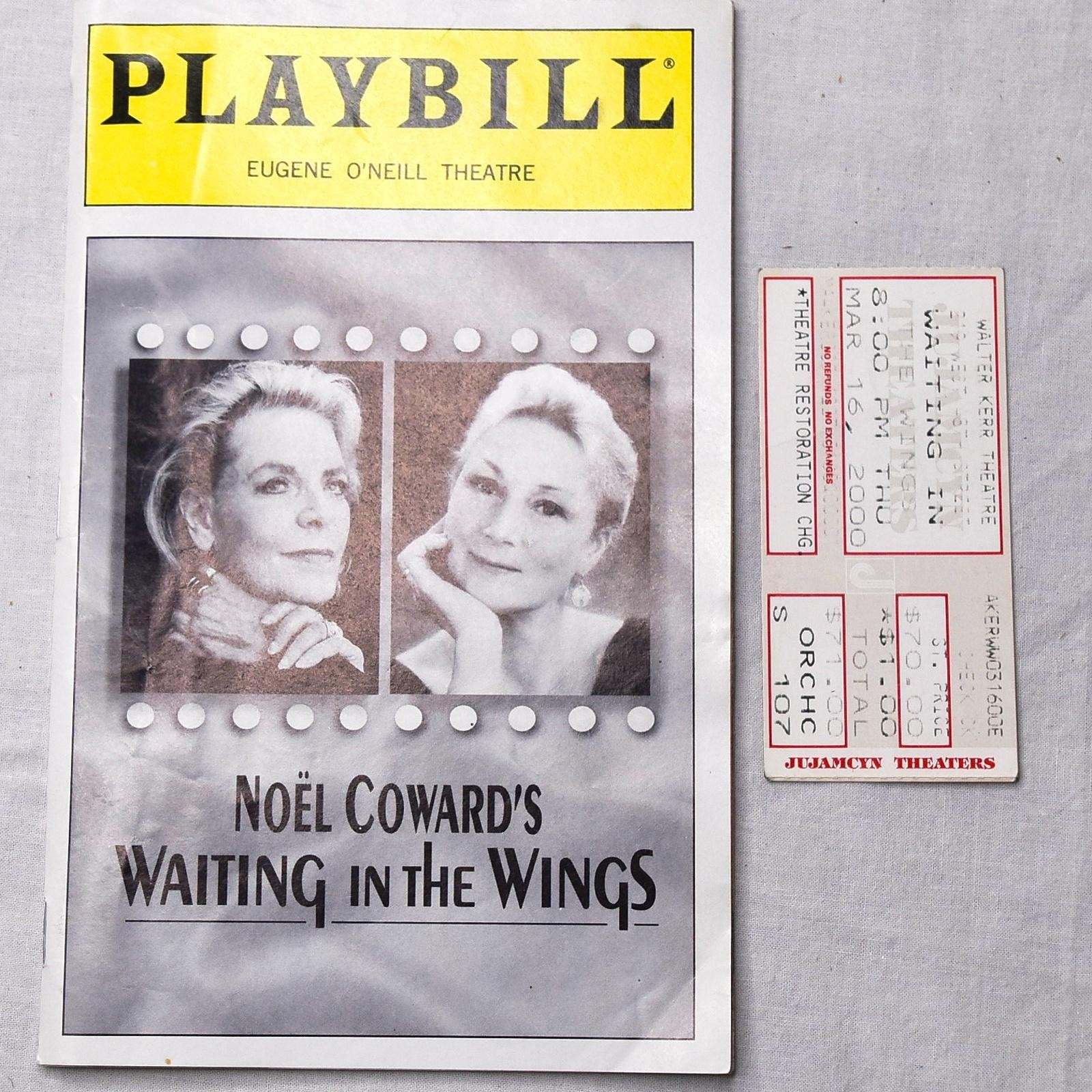 Vintage 2000 Playbill Waiting In The Wings Noel Coward Bacall Broadway Ticket