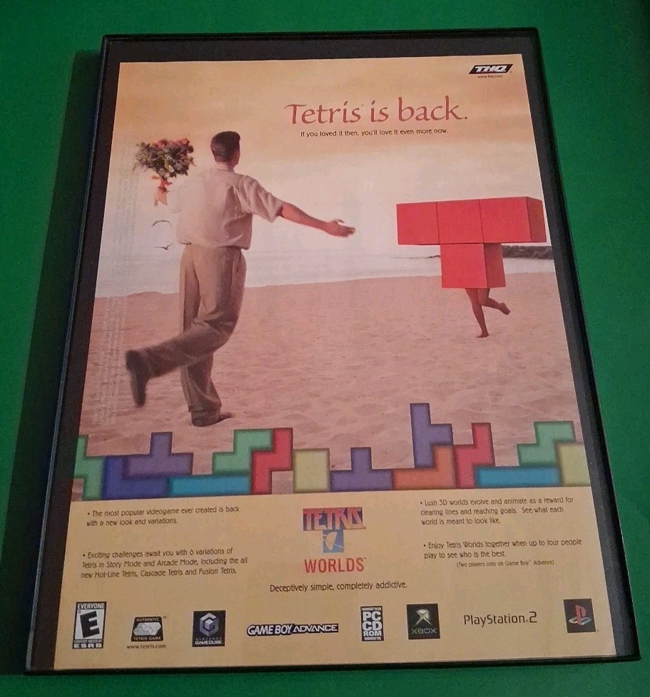 Tetris Worlds Video Game Vintage Framed Print Ad 2001 8.5X11