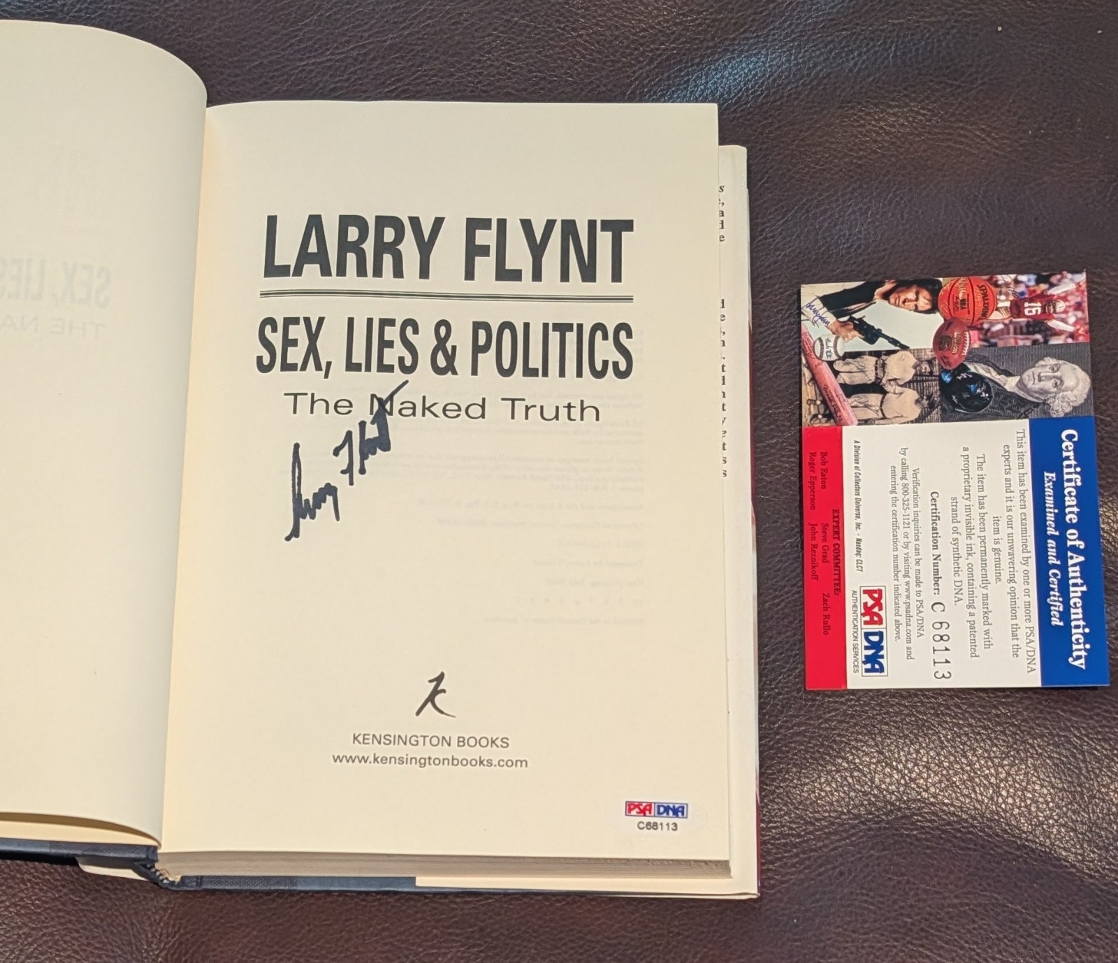 Larry Flynt Hand Signed Book. First Printing From Book Signing In 2004 PSA !