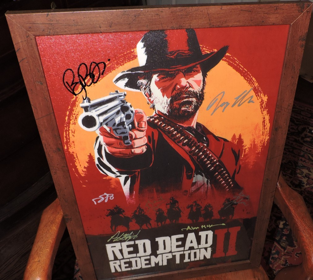 SIGNED CANVAS Red Dead Redemption II Roger Clark/Arthur Morgan SEVEN AUTOGRAPHS