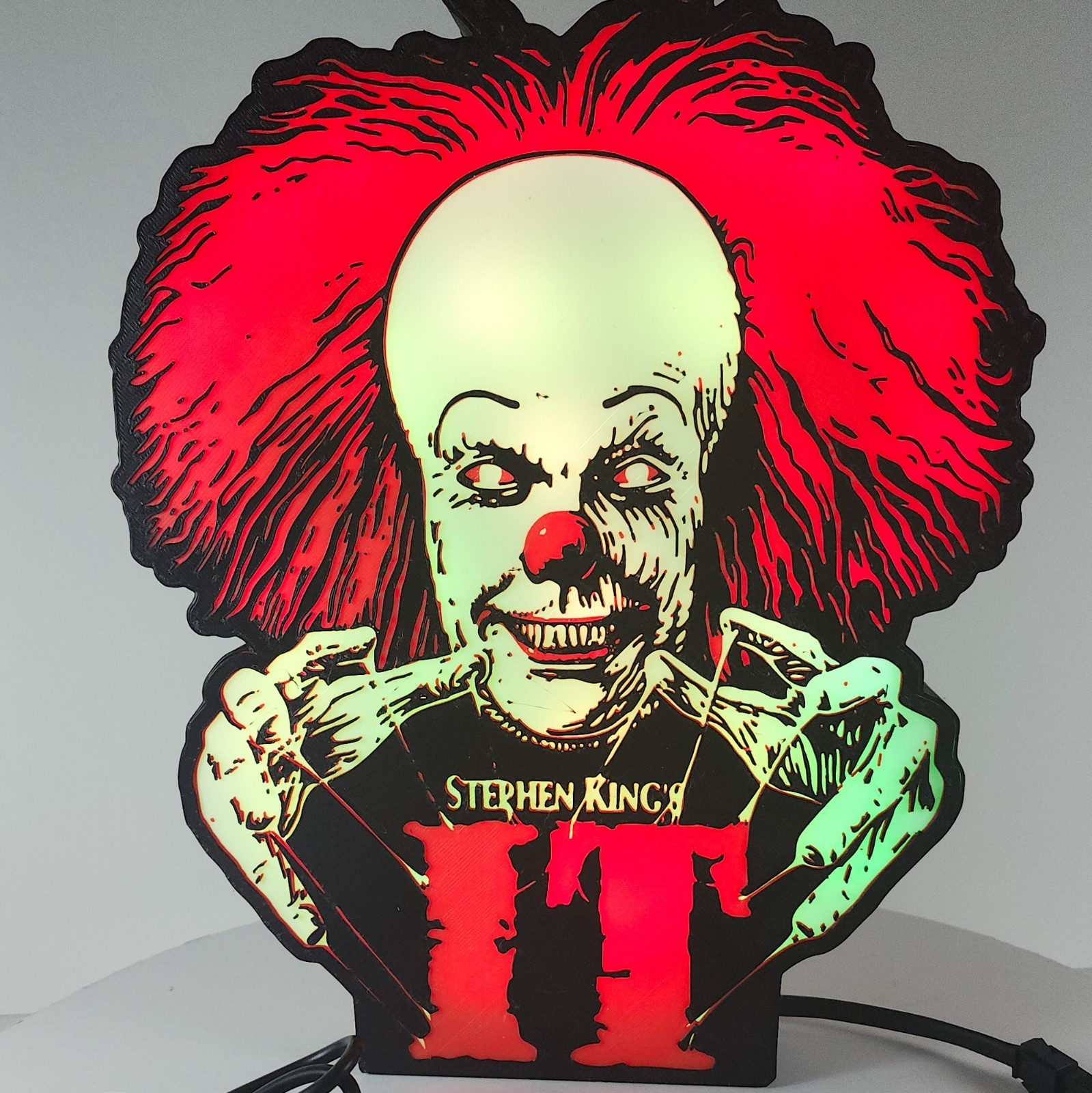 Pennywise Clown IT 3D Printed Horror Lightbox | LED lights | Horror Decor