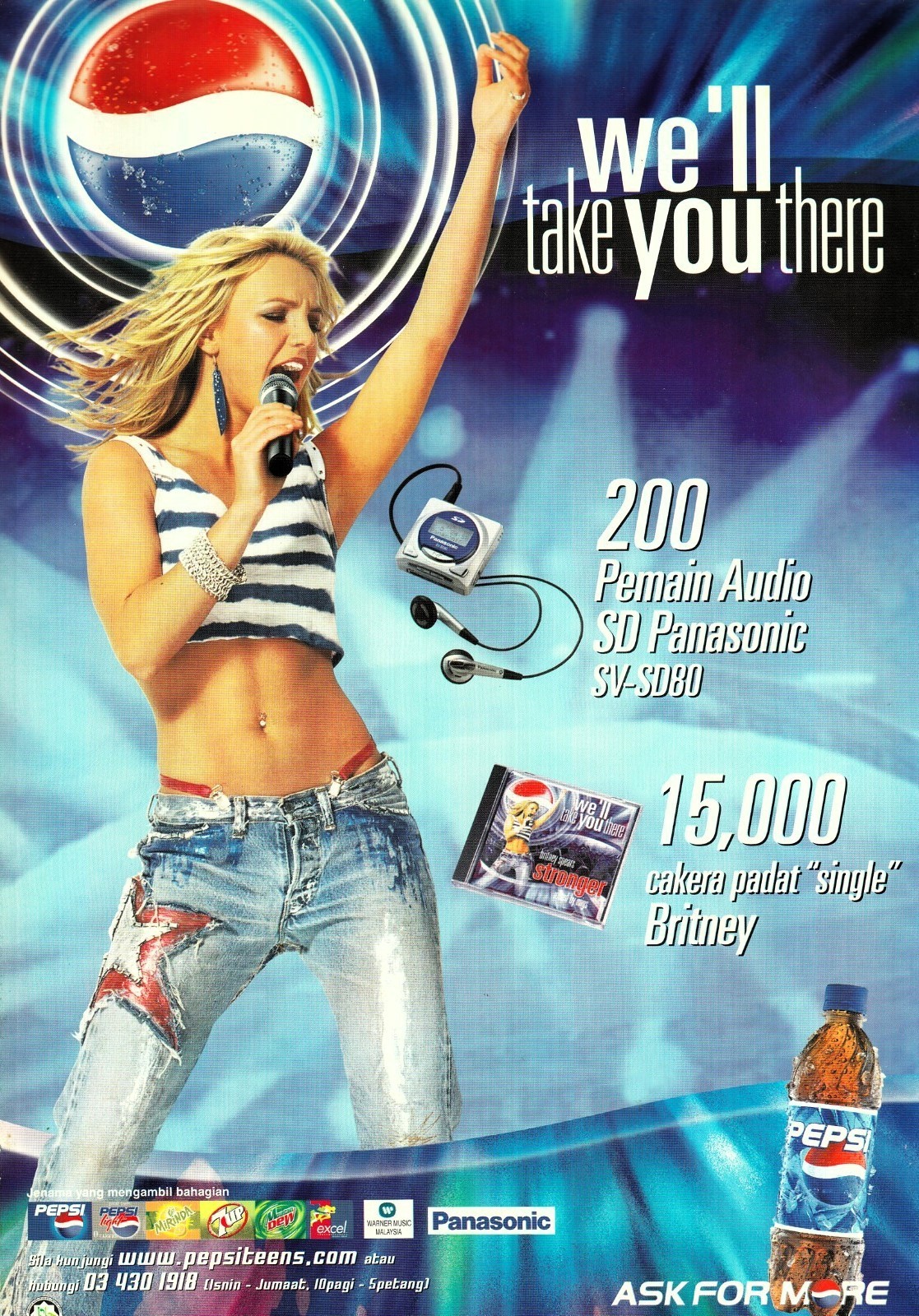 1999 Britney Spears Poster 11X17 Hit Me Baby One More Time 🎶🎧🎵