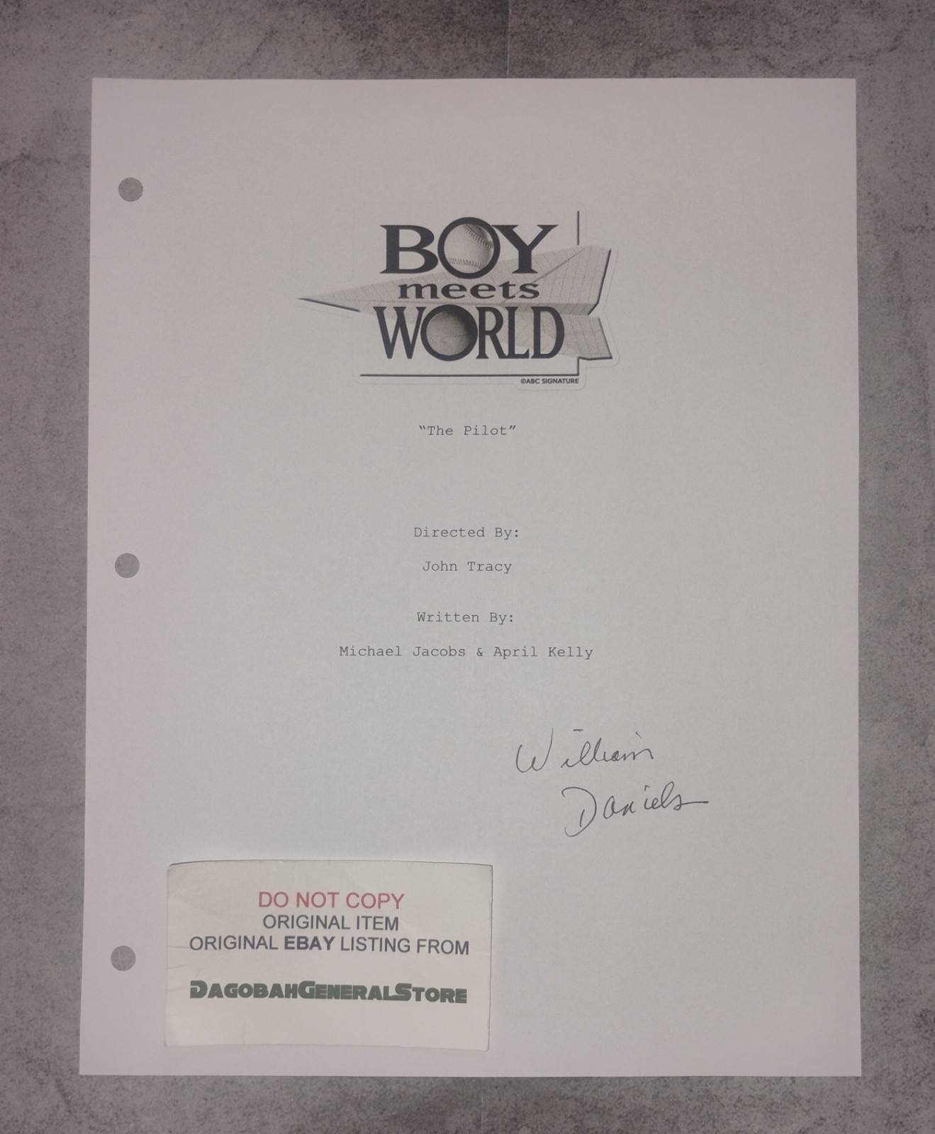 William Daniels Hand Signed Autograph Boy Meets World Script Cover COA NO TARIFF