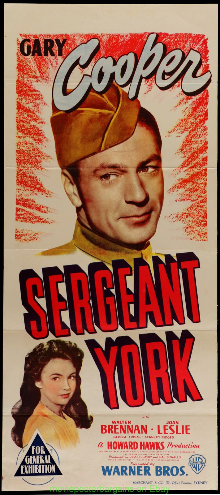 SERGEANT YORK MOVIE POSTER Australian Daybill GARY COOPER Howard Hawks 1941 WWI