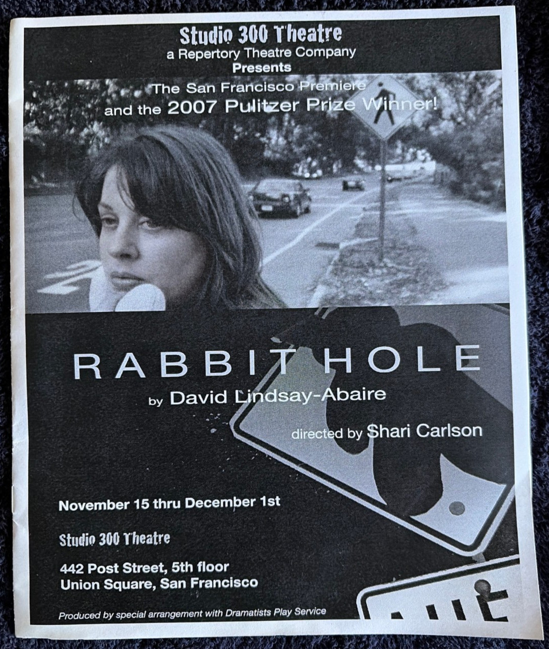 Rabbit Hole Studio 300 Theatre (San Francisco) Program Nov 2007 Candyce Anderson
