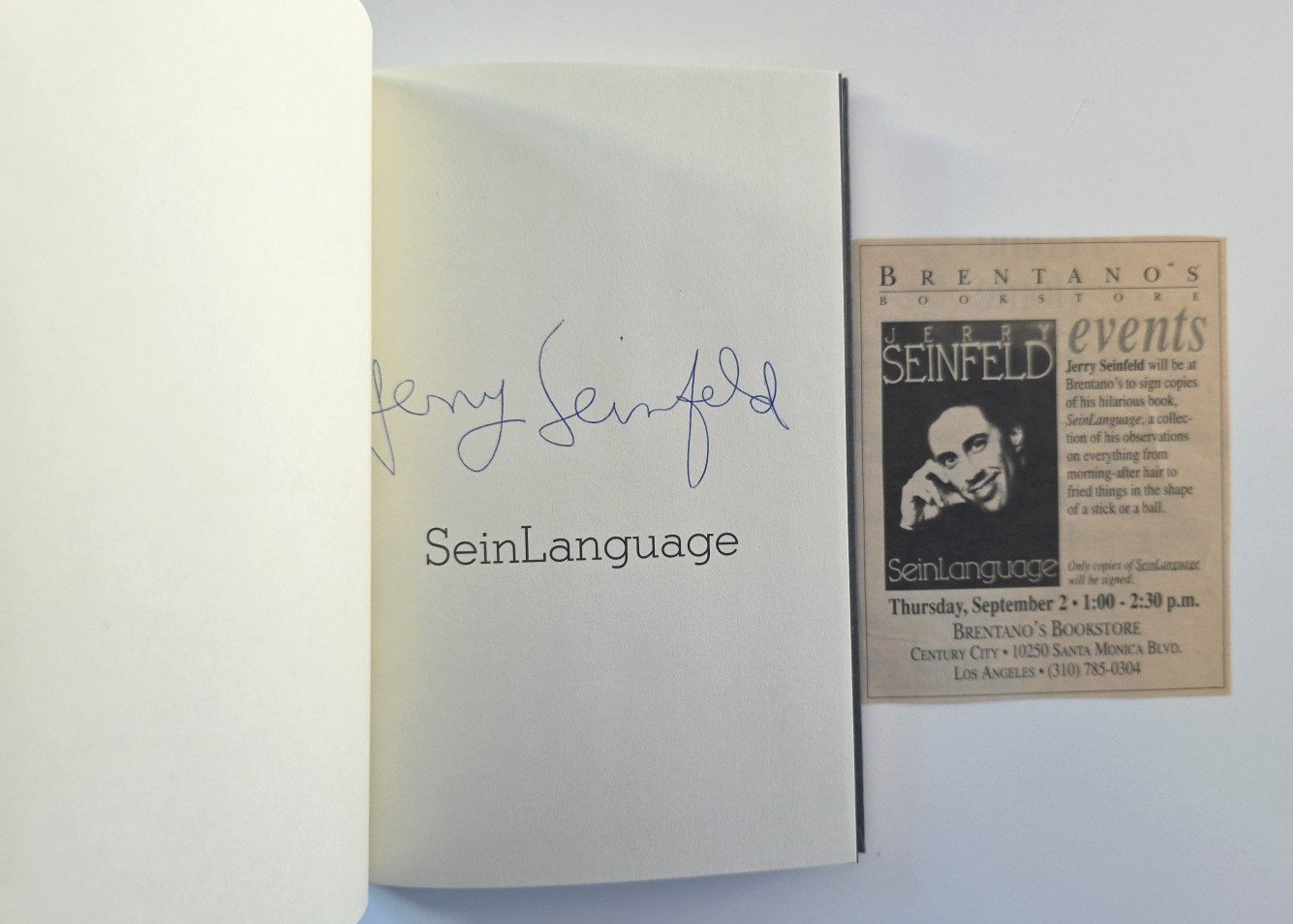 Jerry Seinfeld Signed Book Seinlanguage Full Early Signature Bookstore Signed