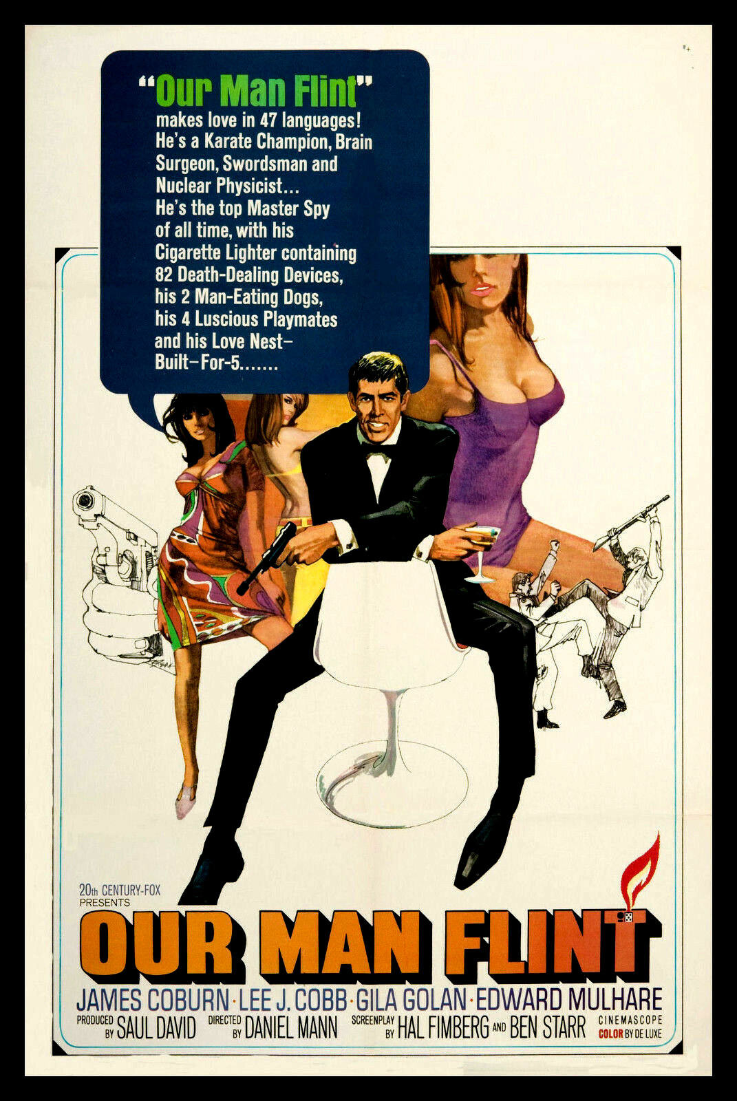 Our Man Flint Movie Poster James Coburn Canvas Print Fridge Magnet 6×8 Large