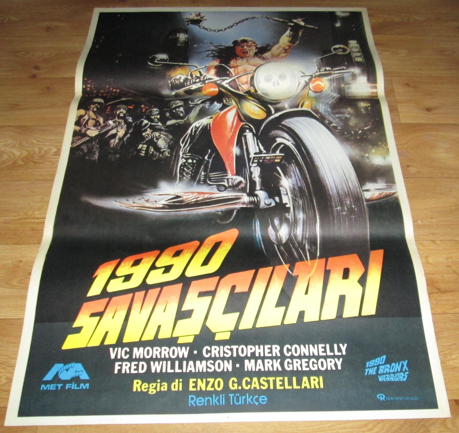 1990: THE BRONX WARRIORS 1982 SCIOTTI Sci-Fi ORIGINAL 27×40 Turkish Movie Poster