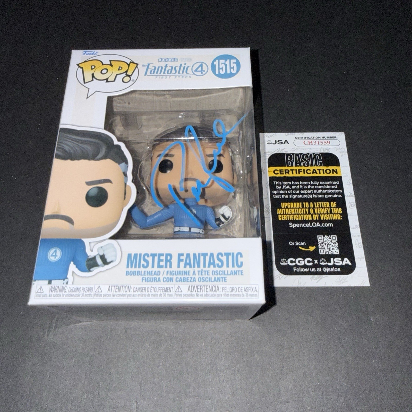 Pedro Pascal Signed Fantastic Four Mister Fantastic Funko Pop Marvel Toy JSA