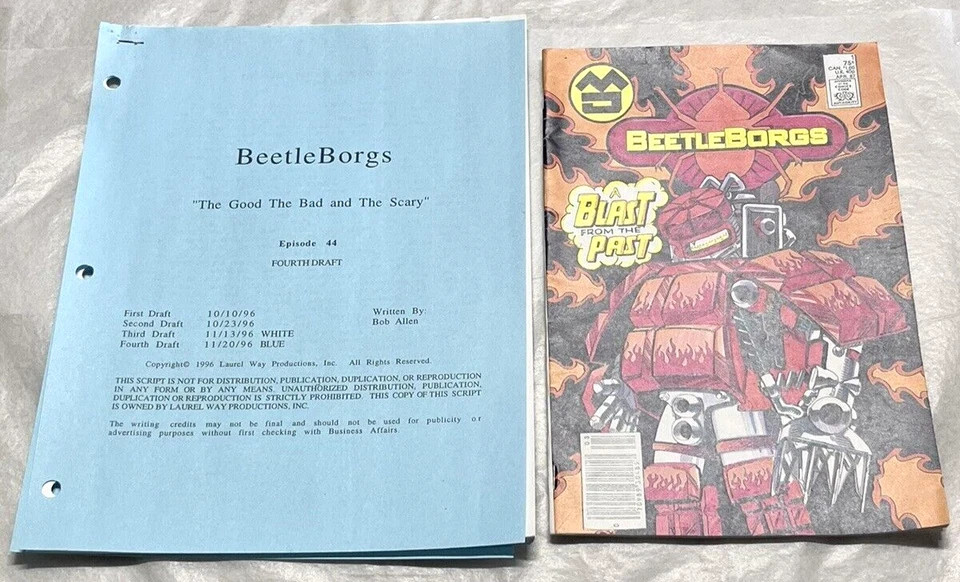 Beetleborgs Original Season 1 TV Show Script & Prop Comic Book Good Bad & Scary