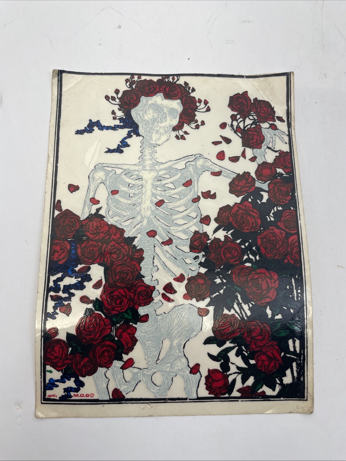 Vintage Grateful Dead Decal Sticker 6.5” x 5″ – Skeleton & Roses Bertha