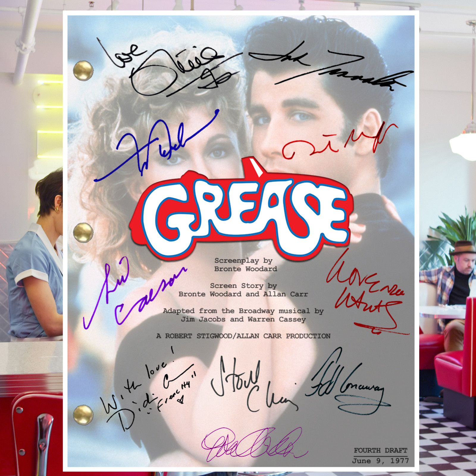 Grease Movie Script Signed Autograph Reprint | John Travolta Olivia Newton-John