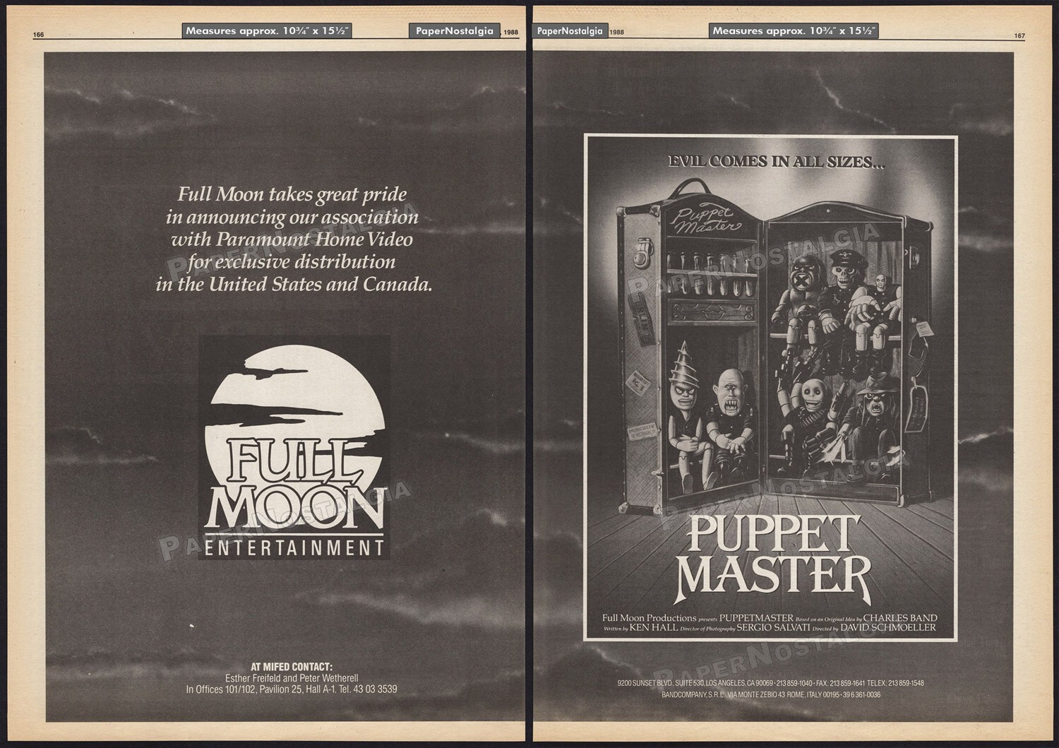 PUPPET MASTER – Original 1988 early Trade AD / poster – Full Moon Promo