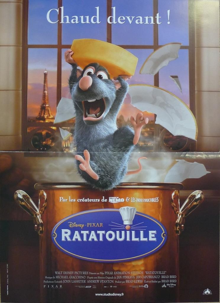 RATATOUILLE – DISNEY / PIXAR / EIFFEL TOWER FOOD – ORIGINAL FRENCH MOVIE POSTER