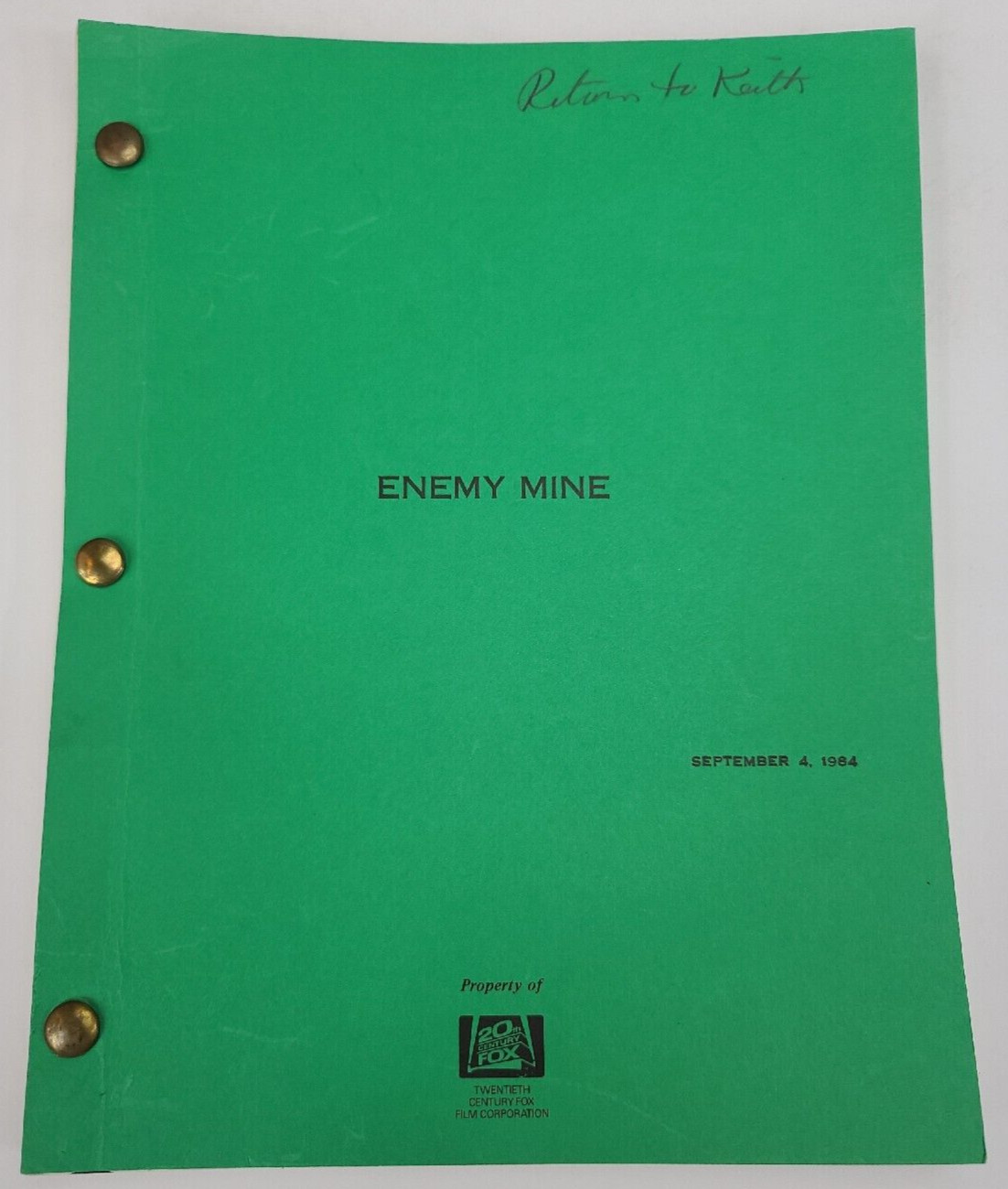 ENEMY MINE / Edward Khmara 1984 Screenplay office copy, Dennis Quaid space war