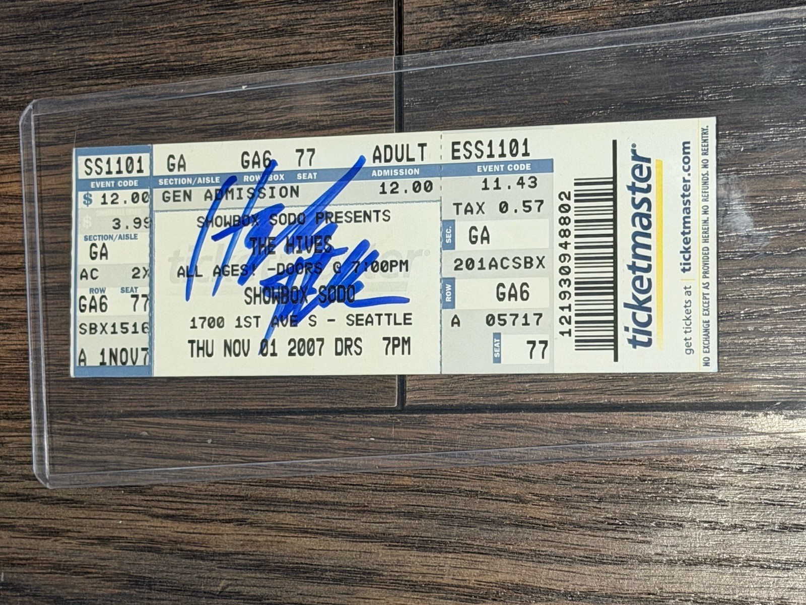 Original The Hives Signed Concert Ticket by Howlin Pelle Almqvist w/ COA